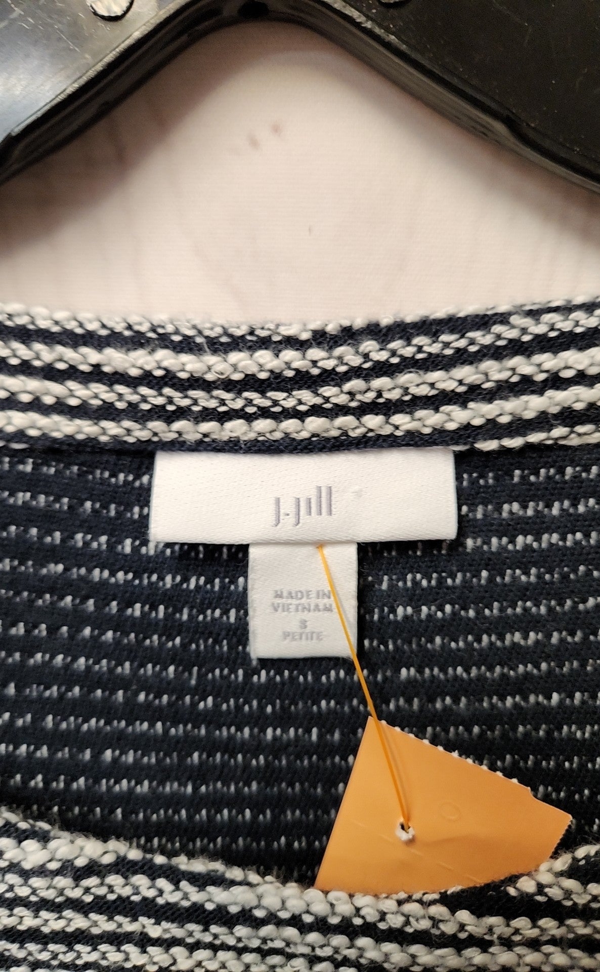 J Jill Women's Size S Petite White & Blue 3/4 Sleeve Top