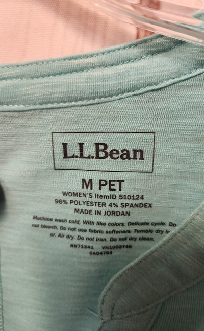 LL Bean Women's Size M Petite Mint 3/4 Sleeve Top