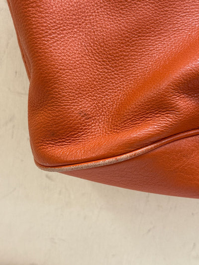 Michael Kors Orange Leather Tote Bag AS IS - wear on corners & marks inside