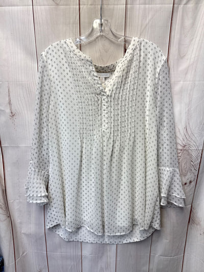 Charter Club Women's Size XXL White Long Sleeve Top