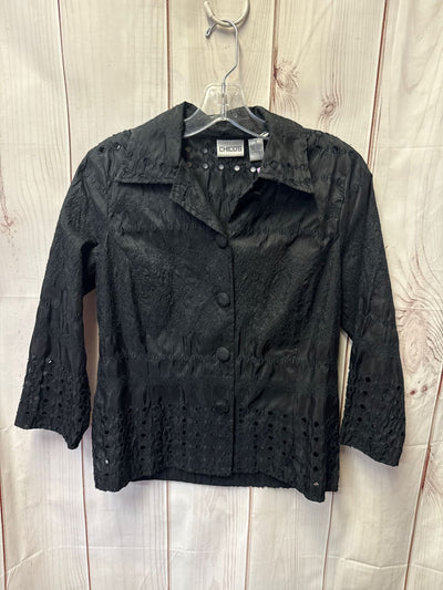 Chico's Women's Size 1 = US S Black 3/4 Sleeve Top