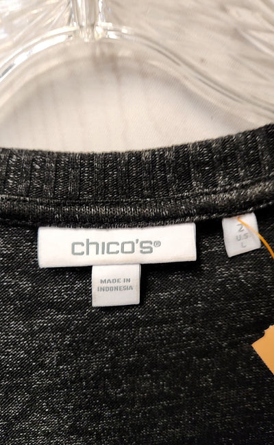 Chico's Women's Size 2 = US L Black 3/4 Sleeve Top