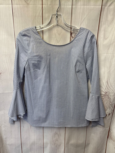 Iz Byer Women's Size S White & Blue 3/4 Sleeve Top