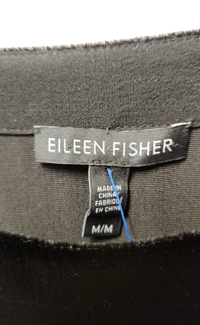 Eileen Fisher Women's Size M Black Velour Long Sleeve Top