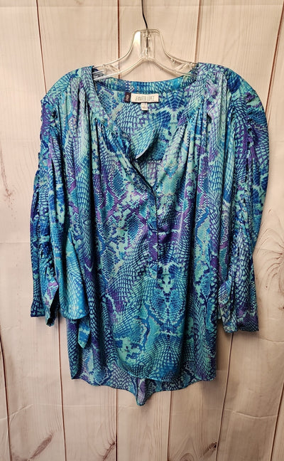 Jennifer Lopez Women's Size 1X Blue Long Sleeve Top