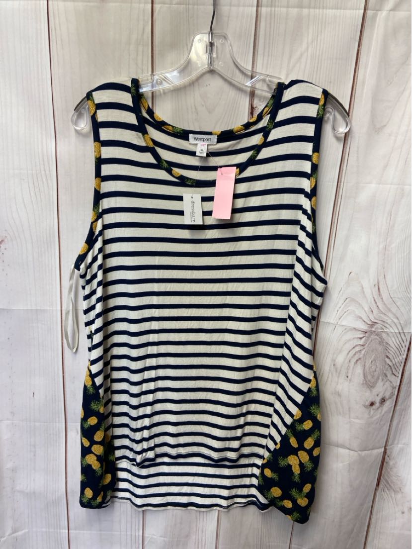 NWT Westport Women's Size XL Blue & White Stripe Sleeveless Top