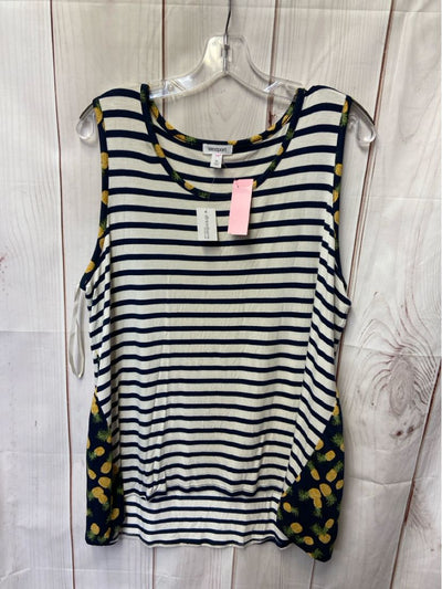 NWT Westport Women's Size XL Blue & White Stripe Sleeveless Top