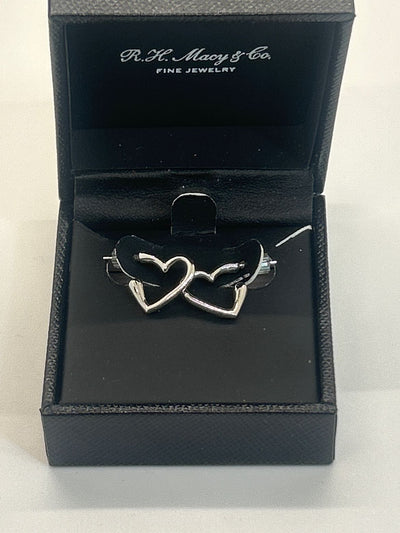 10K Silver White Gold 1.55g Earrings Heart Stamped 417