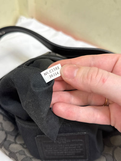 Coach C1593 Signature Logo Canvas Gray Purse Bag