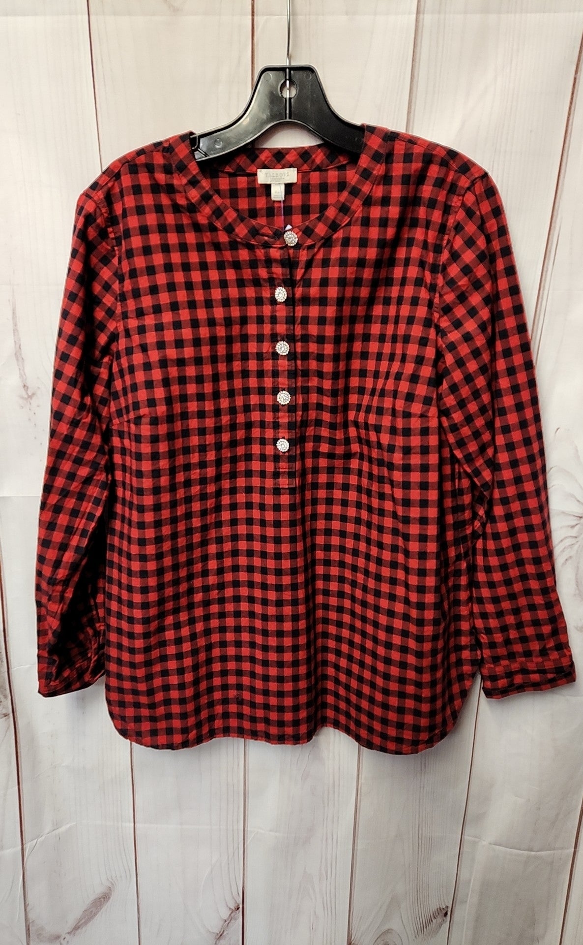 Talbots Women's Size L Petite Red & Black Long Sleeve Top