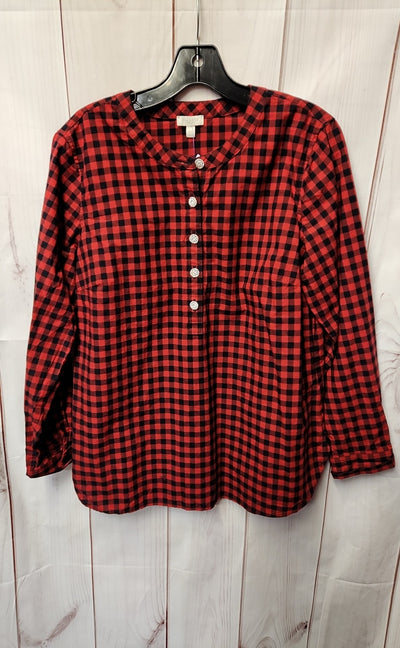 Talbots Women's Size L Petite Red & Black Long Sleeve Top