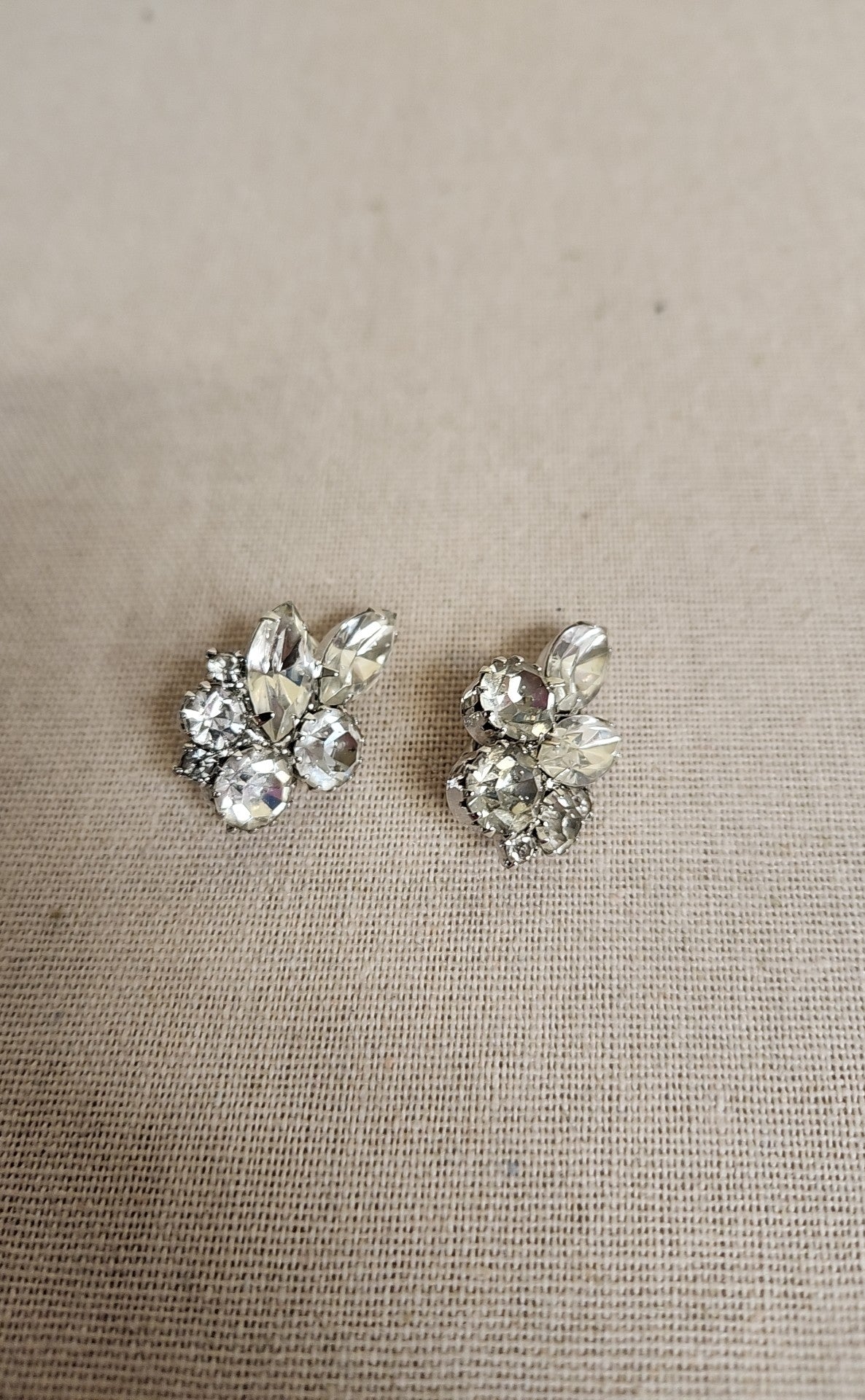 Silver Rhinestone Clip-on Earrings