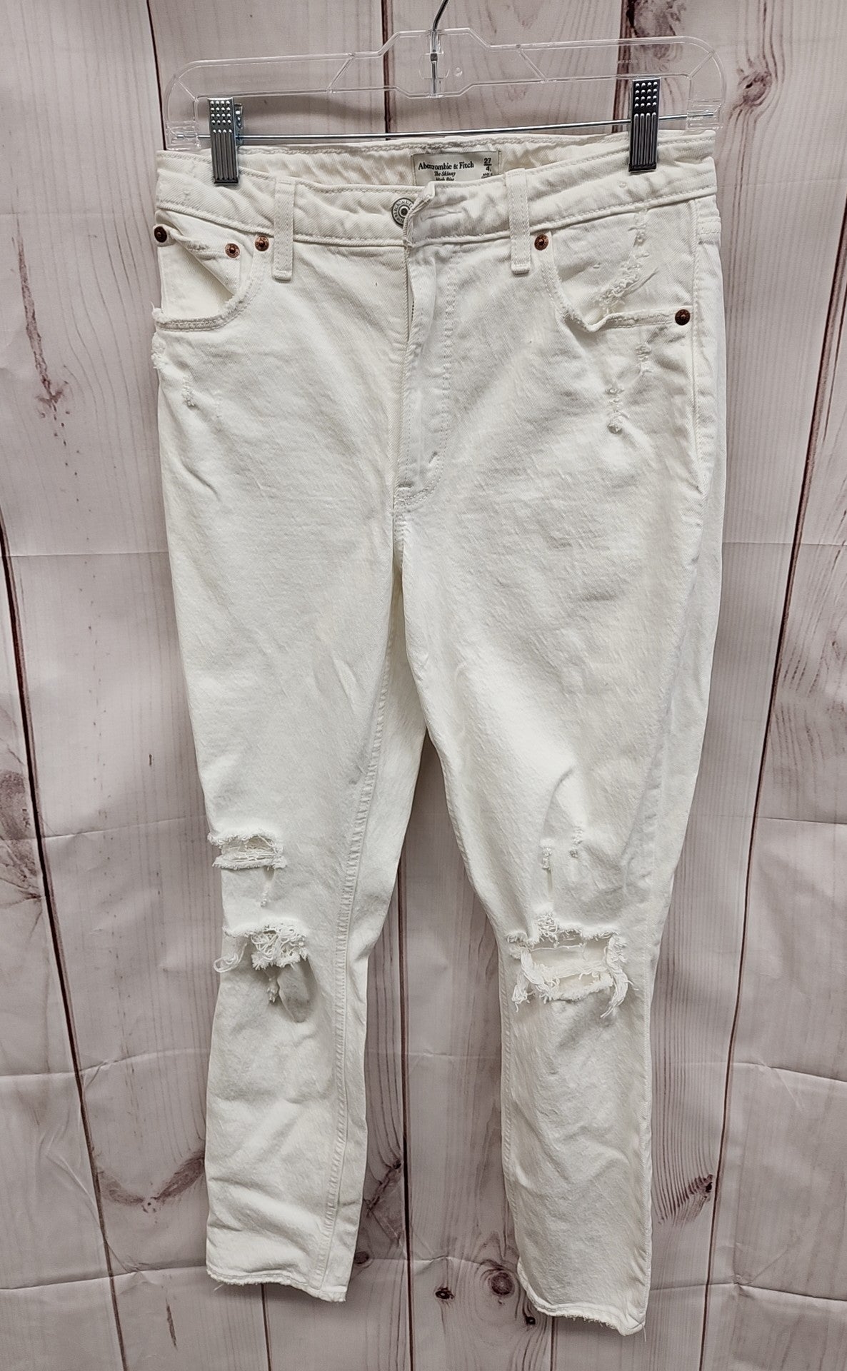 Abercrombie & Fitch Women's Size 27 (3-4) The Skinny High Rise White Jeans
