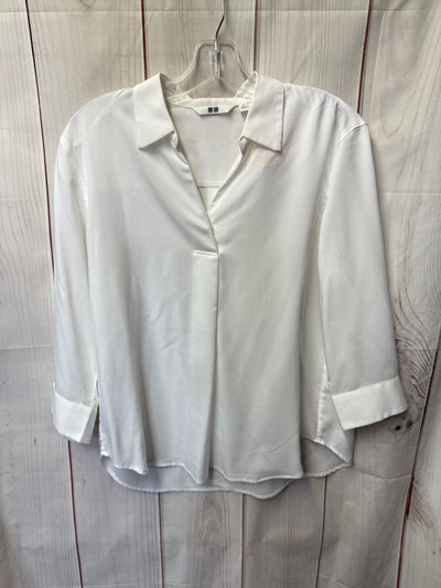 Uniqlo Women's Size S White 3/4 Sleeve Top