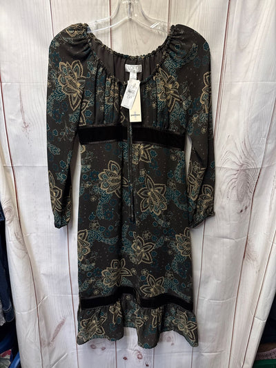 NWT Loft Women's Size 0 Petite Brown Floral Dress