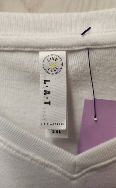 Lat Women's Size 2X White Short Sleeve Top
