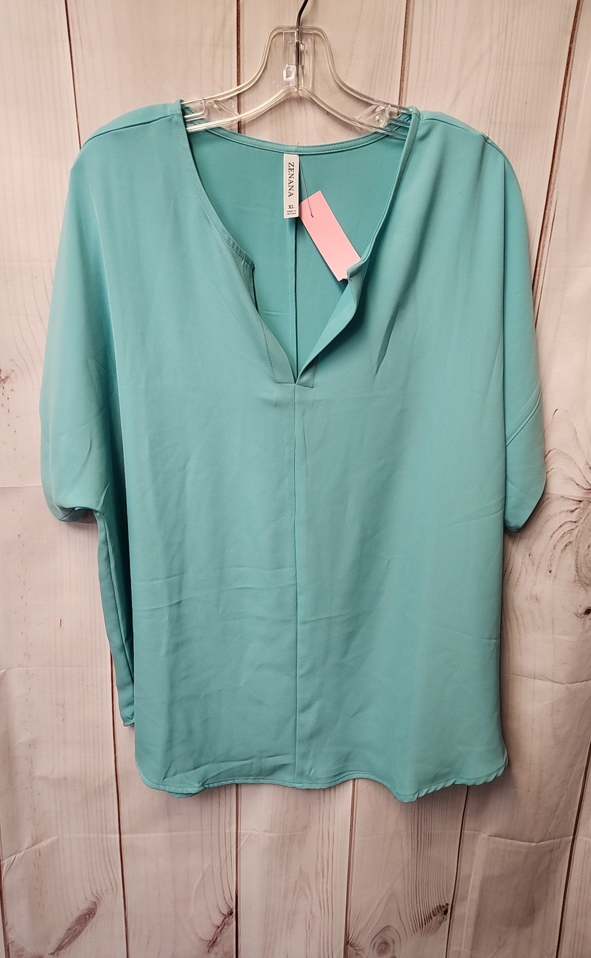 Zenana Women's Size XL Blue Short Sleeve Top