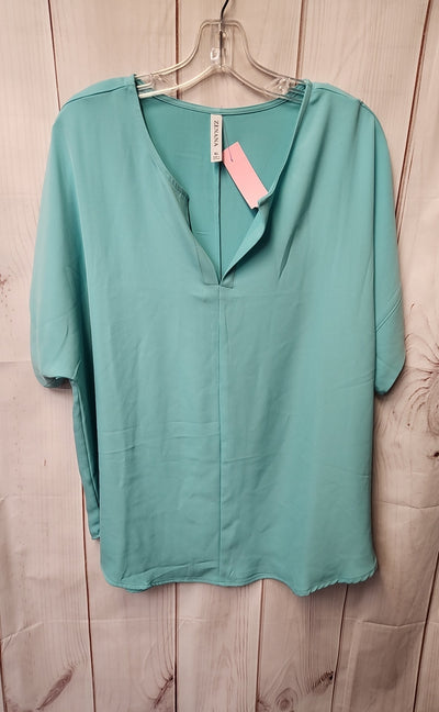 Zenana Women's Size XL Blue Short Sleeve Top