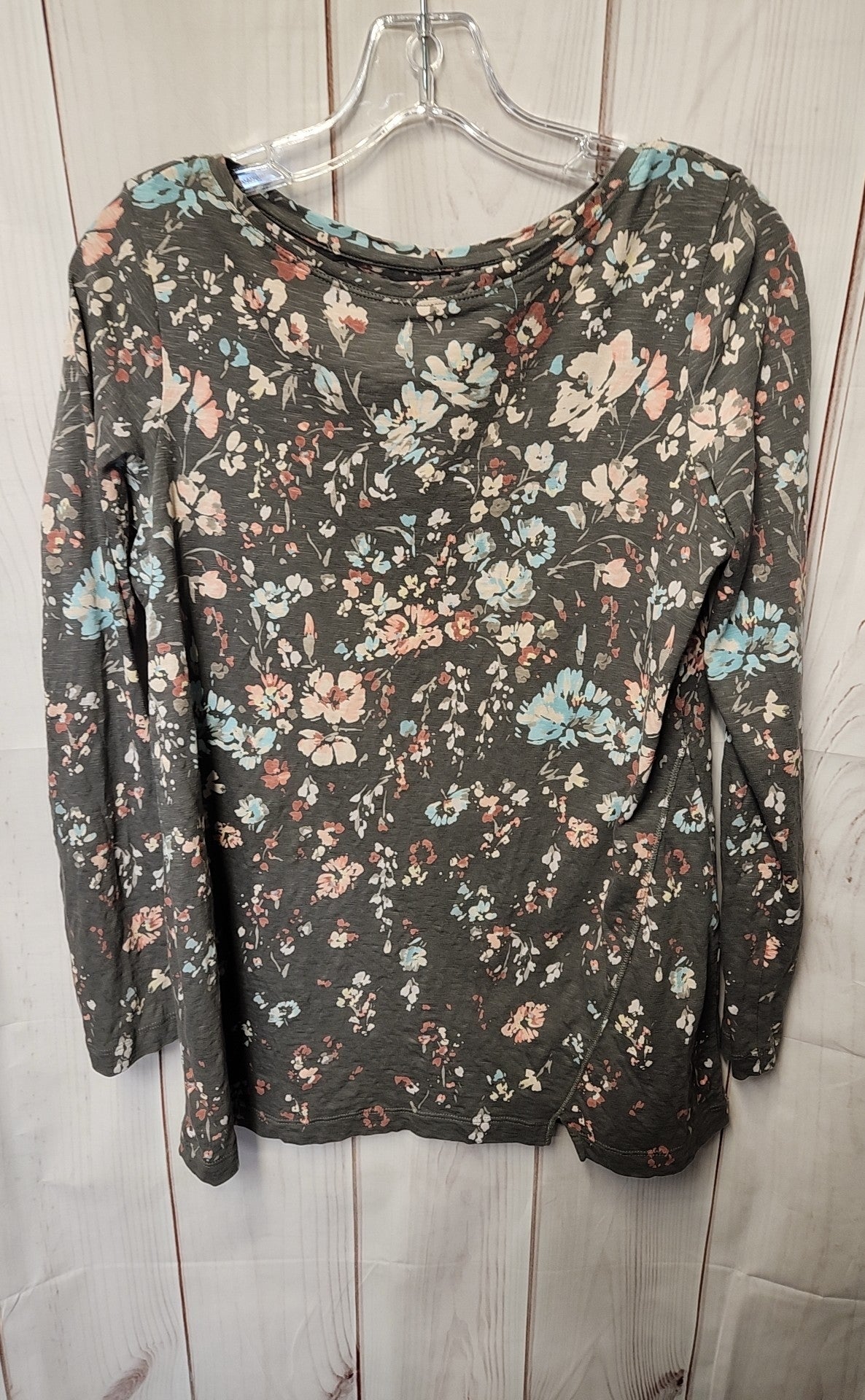 Pure Jill Women's Size XS Gray Floral 3/4 Sleeve Top