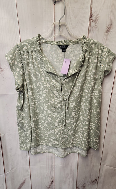 Buffalo Women's Size S Green Floral Short Sleeve Top