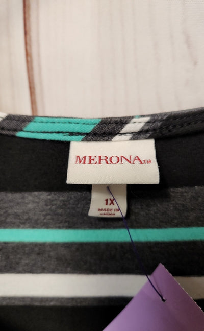 Merona Women's Size 1X Black & Green Dress