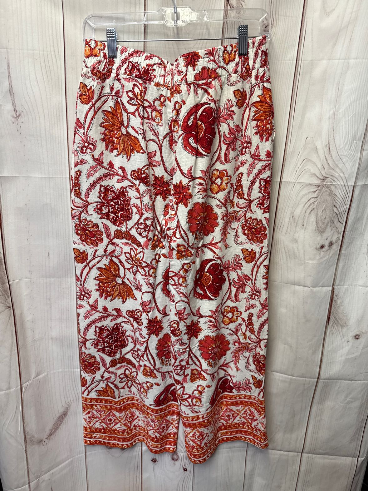 Nicole Miller Women's Size S White & Red Linen Blend Pants