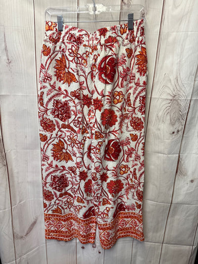 Nicole Miller Women's Size S White & Red Linen Blend Pants