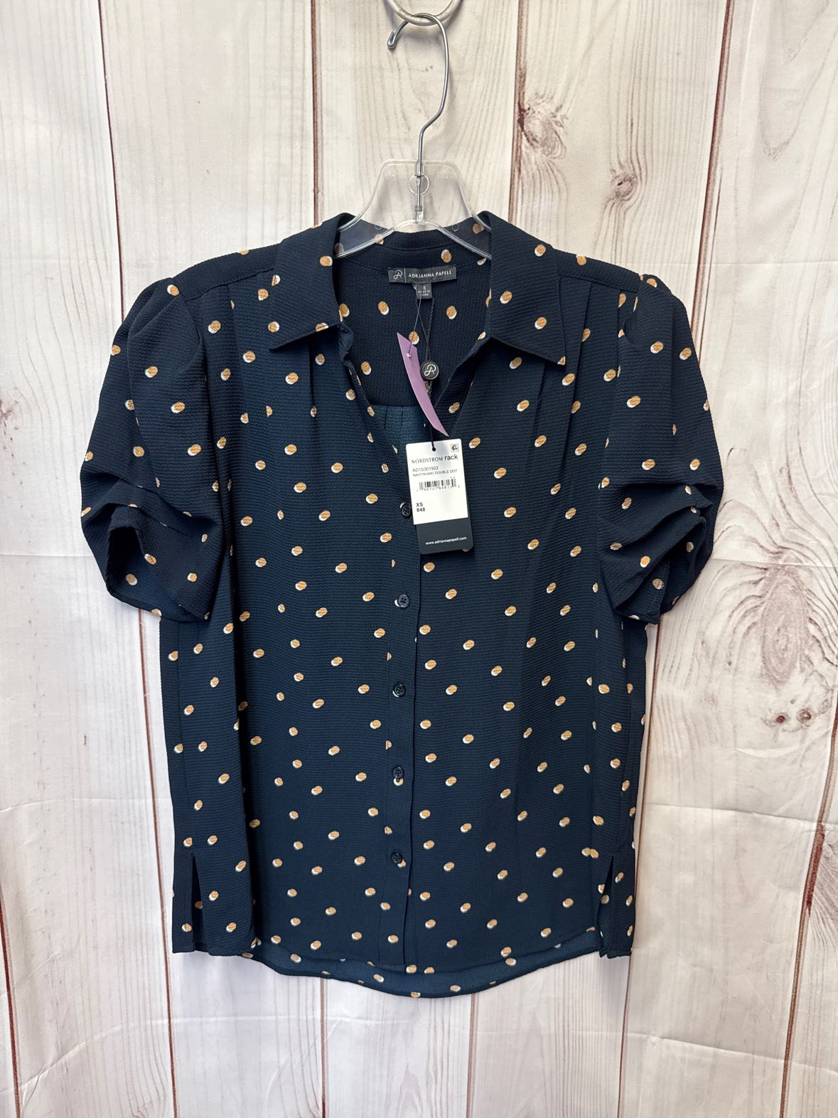 NWT Adrianna Papell Women's Size XS Navy Short Sleeve Top