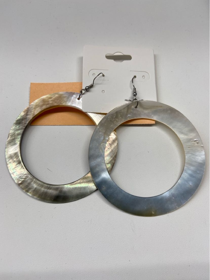 White Shell Hoop Earrings