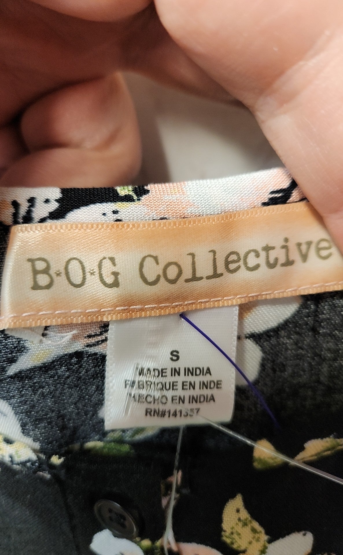NWT BOG Collective Women's Size S Black Floral Dress