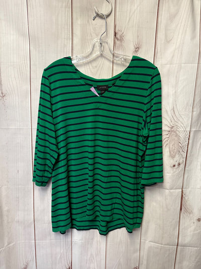 J Jill Women's Size L Green 3/4 Sleeve Top