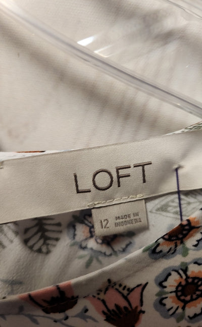 Loft Women's Size 12 White Floral Dress