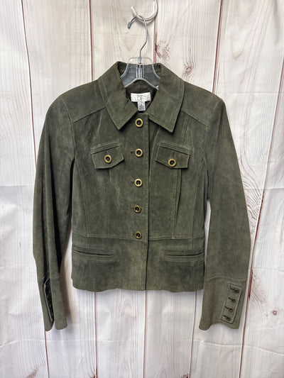 Loft Women's Size 2 Olive Green Leather Jacket
