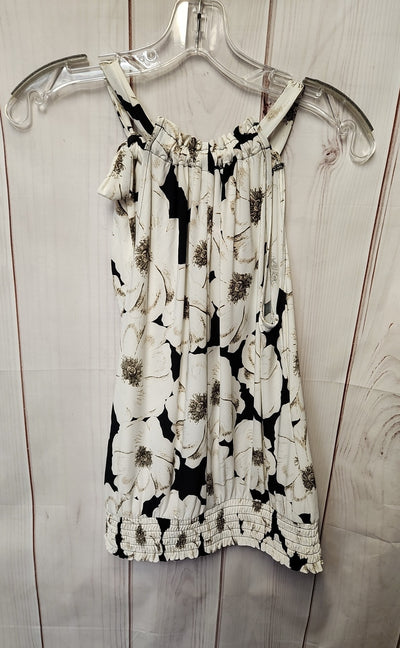 NWT INC Women's Size S White & Blue Floral Sleeveless Top