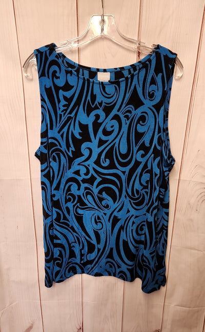 Chico's Travelers Women's Size 3 = US XL Black & Blue Sleeveless Top