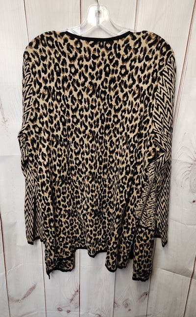 Chico's Women's Size 3 = US XL Brown Animal Print Cardigan