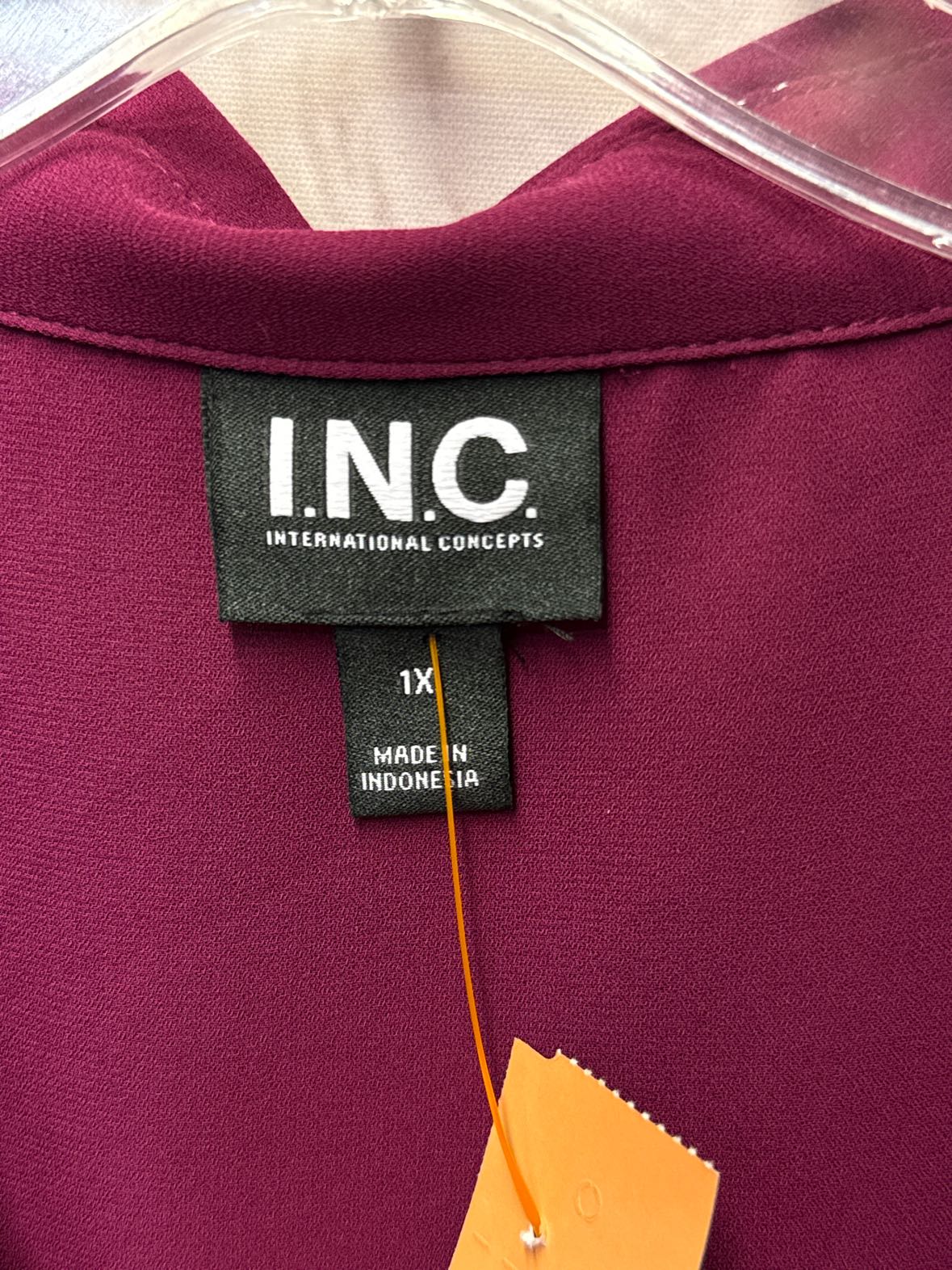 INC Women's Size 1X Pink Long Sleeve Top