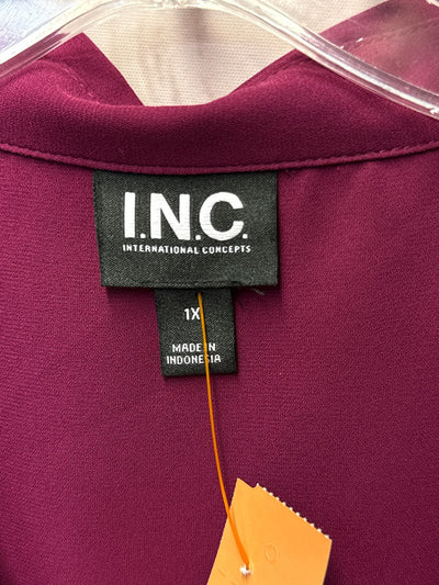 INC Women's Size 1X Pink Long Sleeve Top