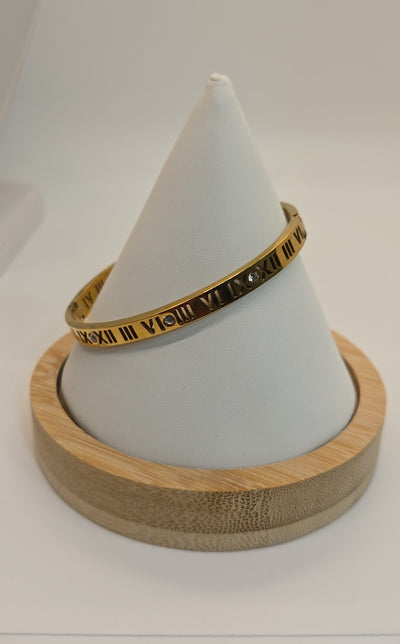 Roman Number Numerals Gold Bracelet Bangle Gold