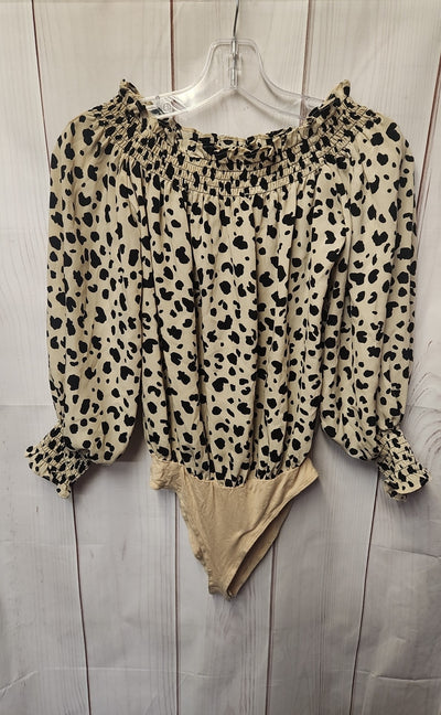 Wayf Women's Size XS Beige Animal Print Bodysuit