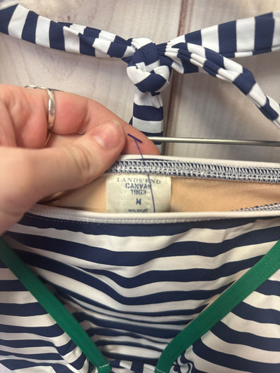 Lands End Women's Size M White & Blue Bikini