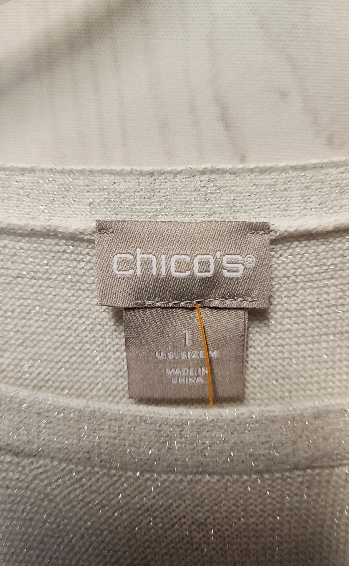 Chico's Women's Size 1 = US M White & Tan Sweater