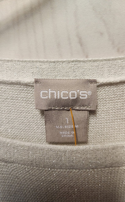 Chico's Women's Size 1 = US M White & Tan Sweater