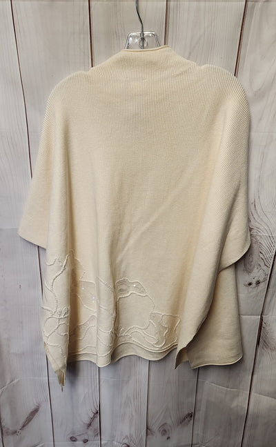 Chico's Women's Size L/XL Cream Sequined Floral Poncho