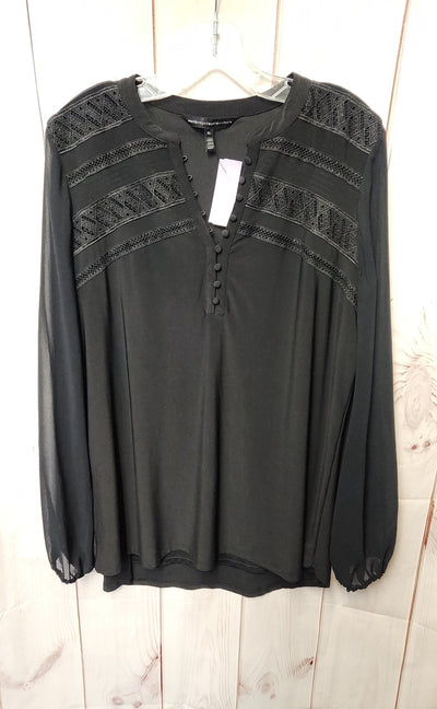 White House Black Market Women's Size XL Black Long Sleeve Top