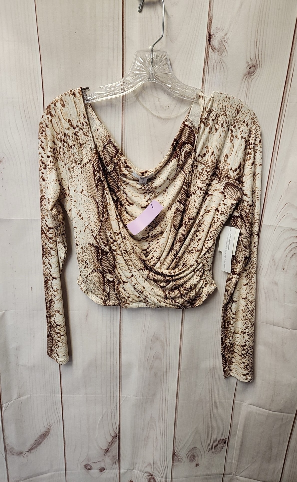 NWT Bar III Women's Size L Brown Long Sleeve Top