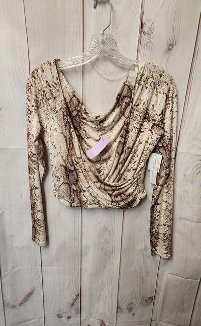NWT Bar III Women's Size L Brown Long Sleeve Top