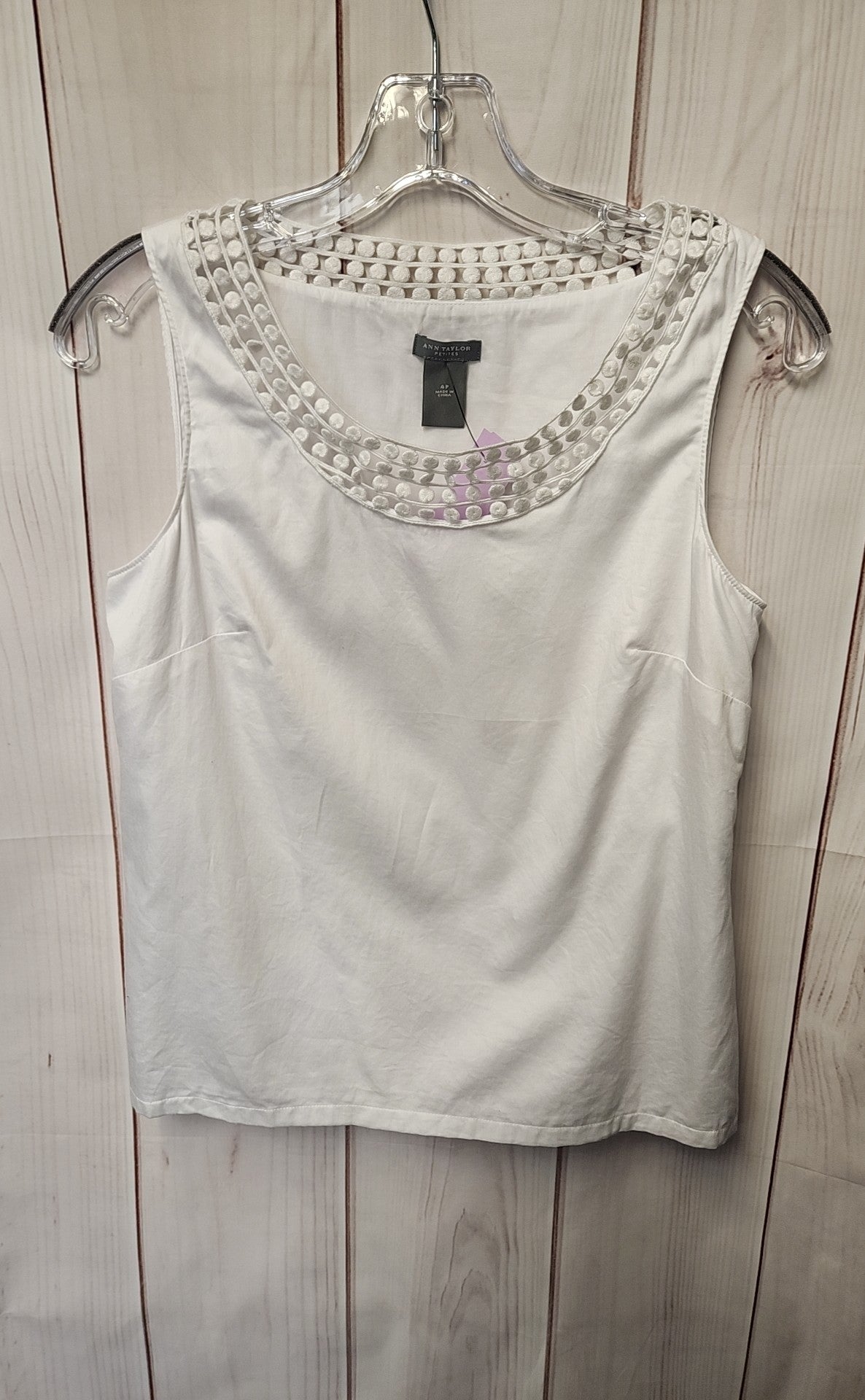 Ann Taylor Women's Size 4 Petite White Sleeveless Top