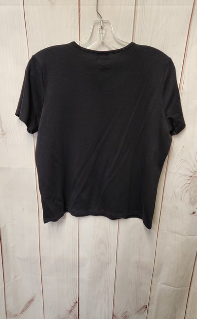 LL Bean Women's Size L Petite Black Short Sleeve Top