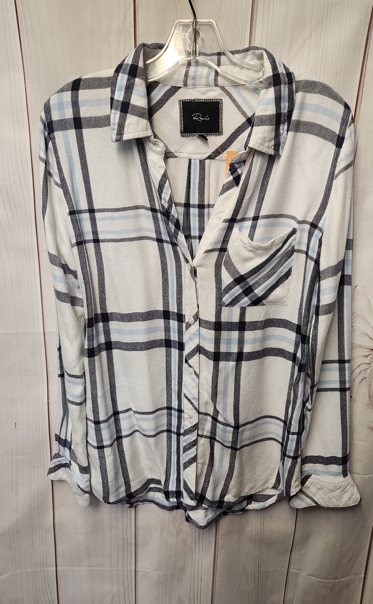 Rails Women's Size XS White & Blue Long Sleeve Top